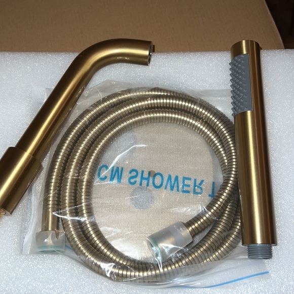 Rbrohant Brushed Gold Wall Mount Tub Faucet w Handheld Sprayer NWT - Picture 10 of 16